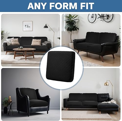 Miniatura 2 de Mixweer 6 fundas elásticas de cojín para sofá, diseño de celosía de diamante, fundas de repuesto de tela jacquard gruesa suave, fundas de asiento