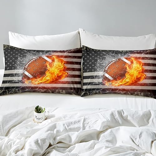 Miniatura 3 de Juego de edredón de camuflaje para niños, edredón acolchado de fútbol americano, tamaño individual, juego de ropa de cama de juegos deportivos para