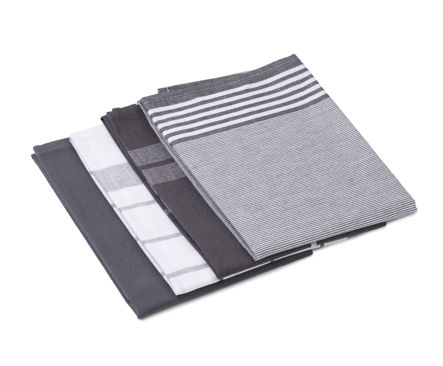 Gözze - Lot de Torchons, 4 pièces, 100% coton Tissu Jacqaurd, haute densité (200 g/m²), 50 x 70 cm - Anthracite