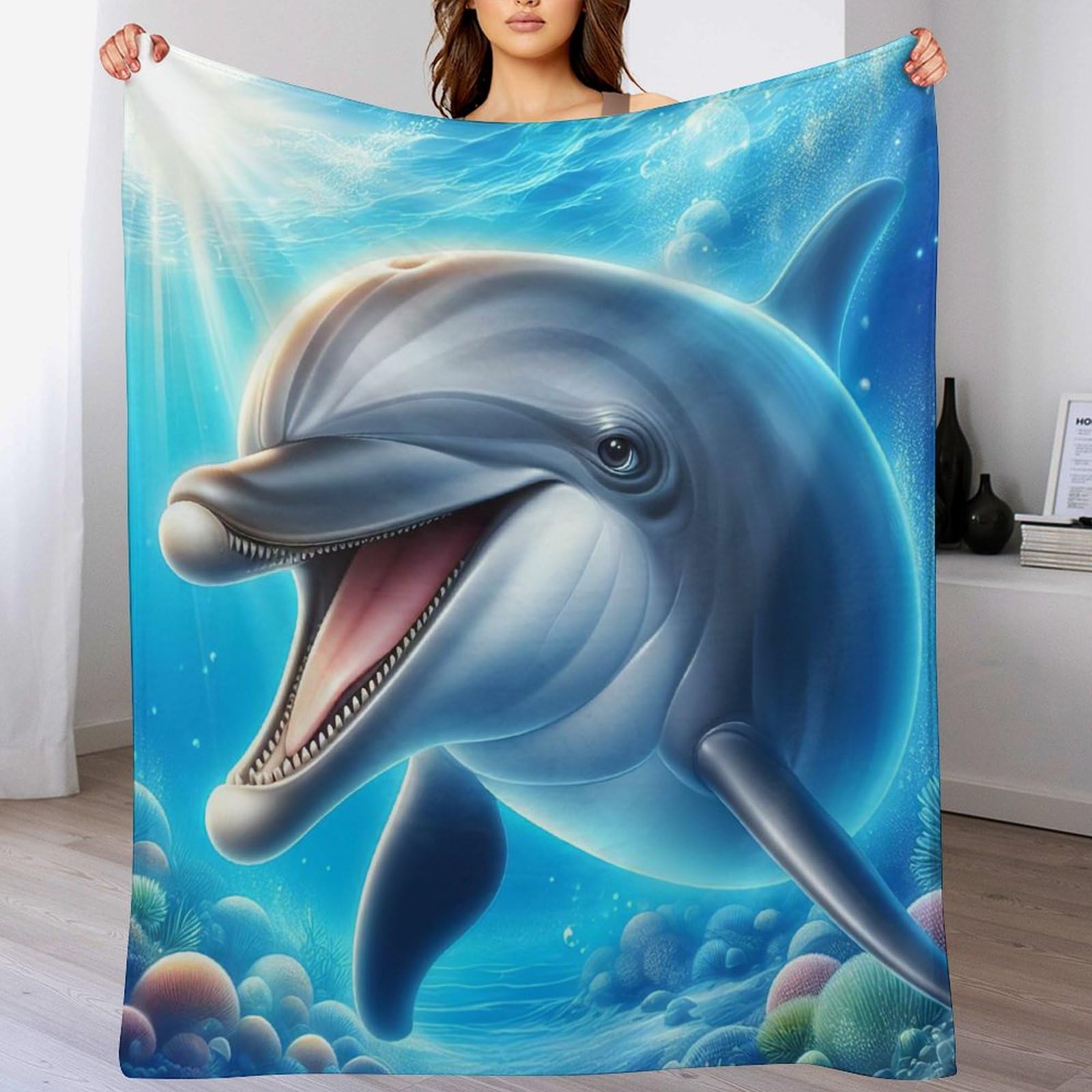 Manta de forro polar de delfín suave 180x200 cm para sofá y cama