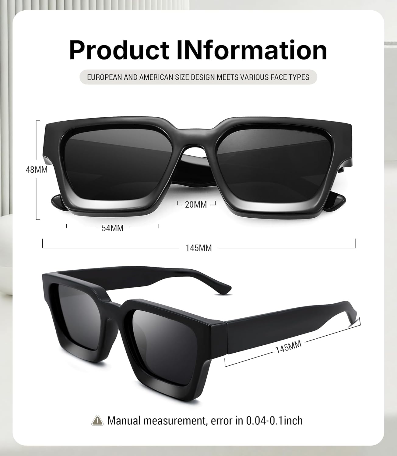 Pro Acme Square Sunglasses for Men Women,Thick Frame Sun Glasses Simple Designer Style Shades - Image 4