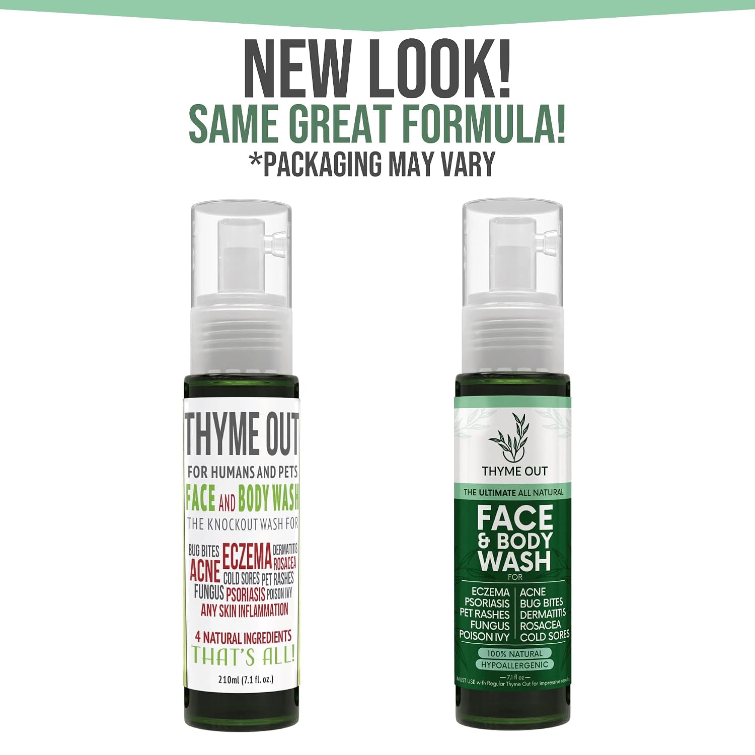 Thyme Out All Natural Face & Body Wash for Eczema, Psoriasis, Pet Rashes, Poison Ivy, Acne, Bug Bites, Dermatitis, Rosacea & Cold Sores - Soothes Itching, and Irritation (7.1 oz)