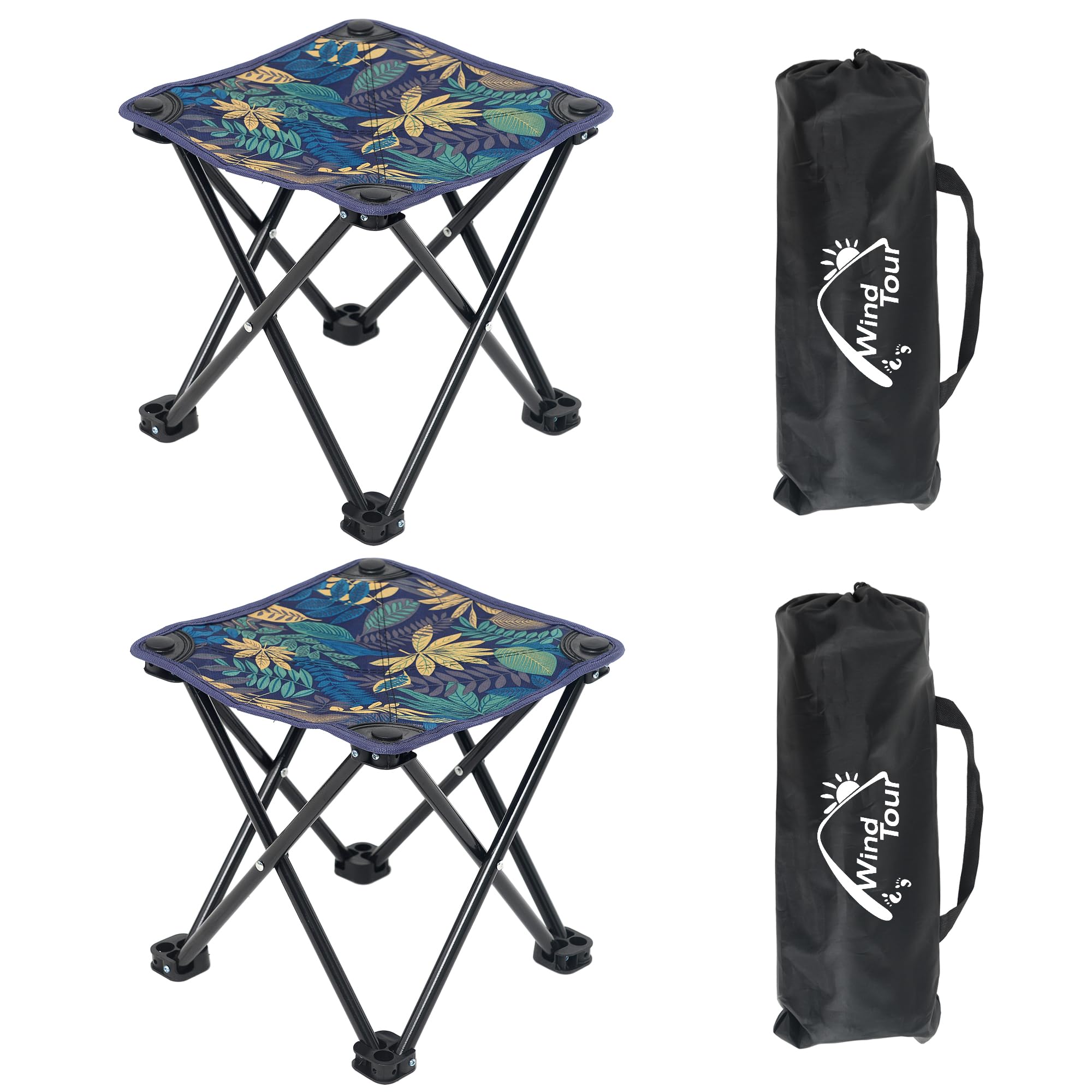 Photo 1 of Wind Tour Portable Folding Camping Stool Outdoor Camping Lightweight Samll Chair for Fishing Hiking Gardening and Beach with Carry Bag (Medium Blue -2)
