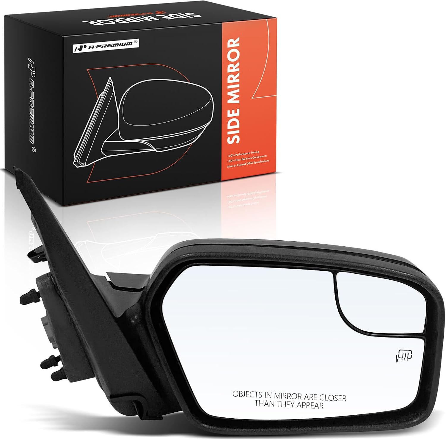 A-Premium Passenger Side Power Door Mirror - Compatible with Ford Fusion 2011-2012 & Mercury Milan 2011 - Heated, Non-Folding, Black Smooth Outside Rear View Mirror w/Blind Spot Glass & Puddle Light