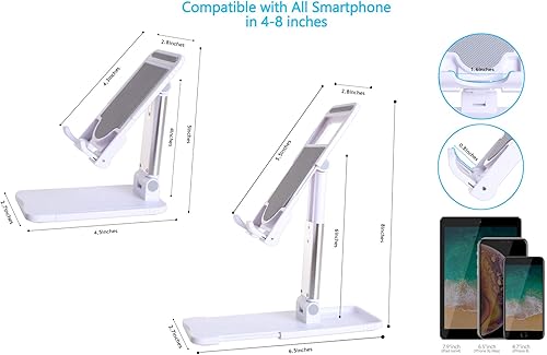Miniatura 6 de Actualizado Soporte para teléfono celular soporte de escritorio plegable ángulo de altura ajustable soporte para teléfono para escritorio soporte de