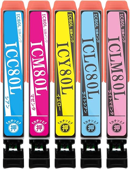 Amazon カラー5色セット Ic80l Cmylclm シアン ライトシアン マゼンタ ライトマゼンタ イエロー Icc80l Iclc80l Icm80l Iclm80l Icy80l エプソン用 Ic80 カラー5色セット 増量版 横トナ インクカートリッジ 通販