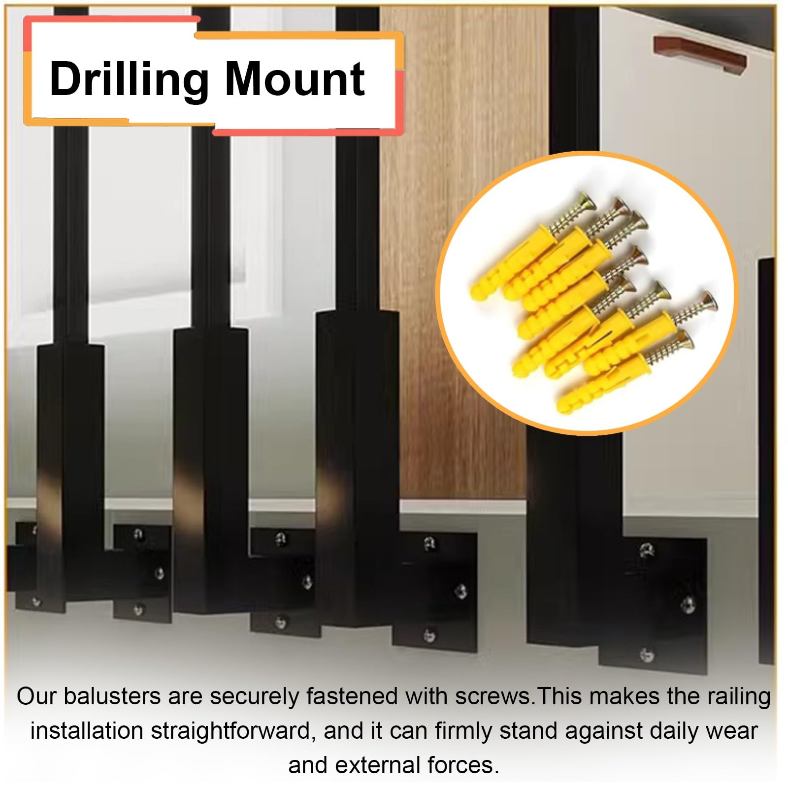 Cusomizable 1.3f7.9f Replacemen Ringhiera Pos wih Viti Whie Mandrini per Aparmens Lofs Ville Soggiorno Interno Set Guardrail (1 Pc)