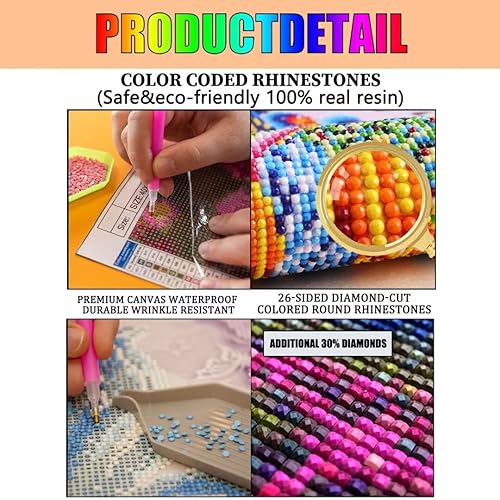 Miniatura 6 de RMSGOZO Kits de pintura de diamantes de panda fluorescente 5D de bambú, pintura de diamantes de animales del bosque, kits de arte de diamantes