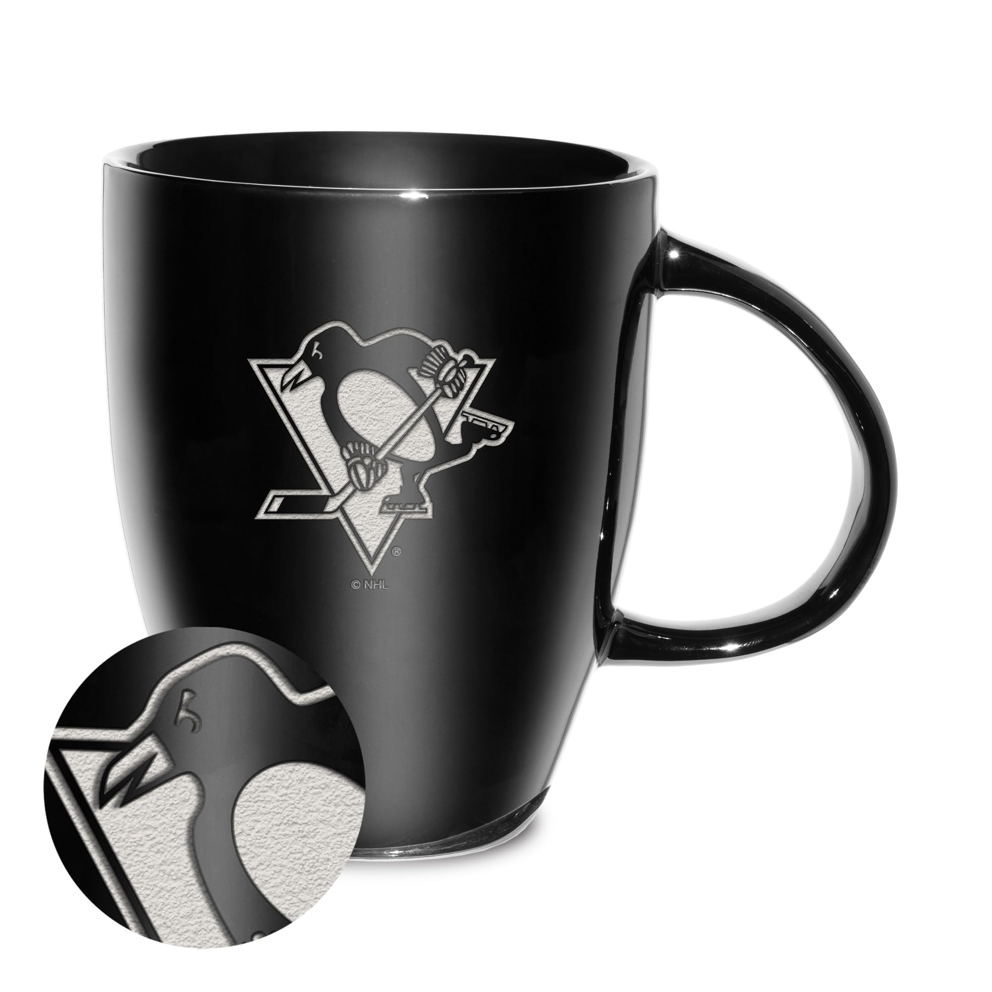Tasse Penguins de Pittsburgh noir céramique gravée laser mug sport 532ml