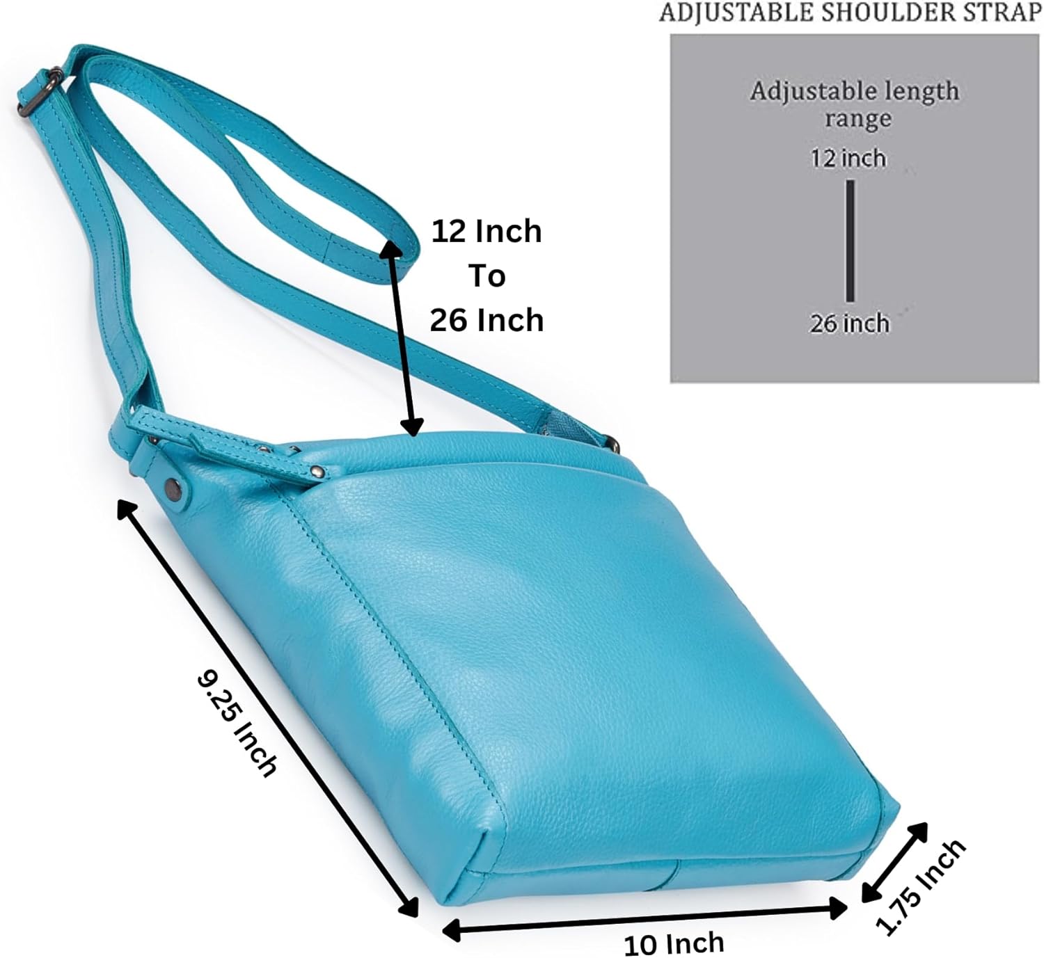 Small Soft Genuine Leather Crossbody Purse Women’s Sling Crossover Shoulder Travel Handbag with Triple Zipper - Image 2