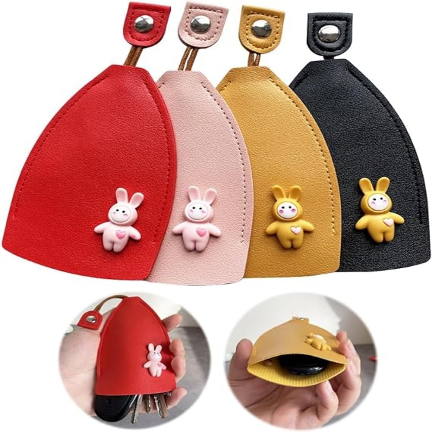 labros Car Key Case Cute Pull-Out Key Case Cover| PU Leather Portable Car Key Protective Bag| Leather Pull Type Key Bag Car Key| Case Universal Key Cover Case Multicolor| Cartoon Animals Key Sleeve-picture-25
