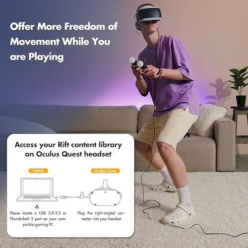 Miniatura 3 de Opcables Quest 2 Link Cable Fiber Optic Cable,USB 3.2 Gen1 USB C to C 5Gbps High Speed Data Transfer and Fast Charging,Quest 2 pc Link Cable for