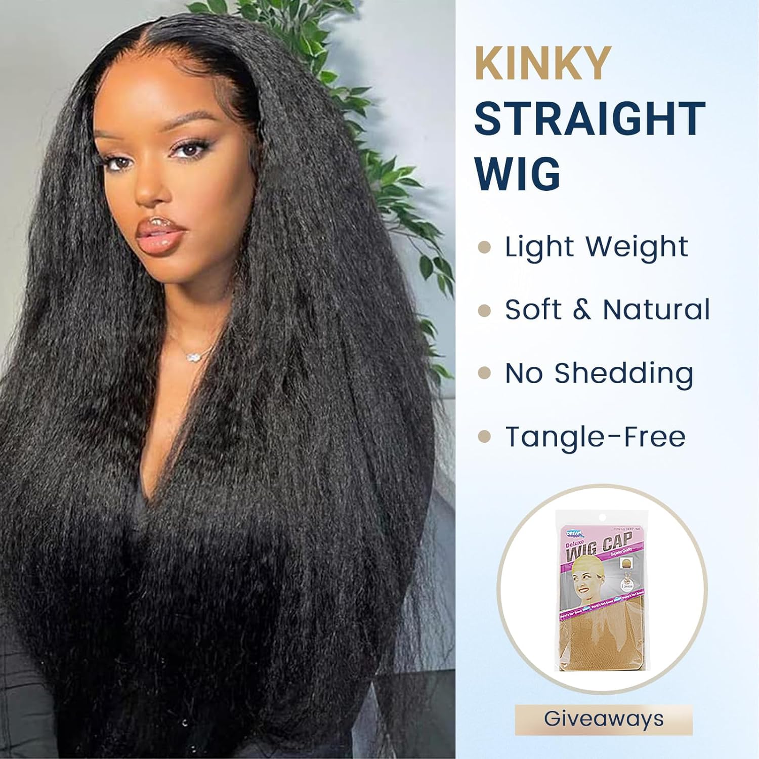 Selina Hair U Part Human Hair Wig Kinky Straight 22 Inch Brazilian Half Wig Upgraded U Shape Clip in Human Hair Wigs Yaki Straight Glueless Wigs Natural Color