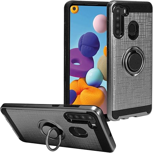 Para Samsung Galaxy A21 (SM-A215) - Funda para teléfono con soporte de anillo - RS2 Gris