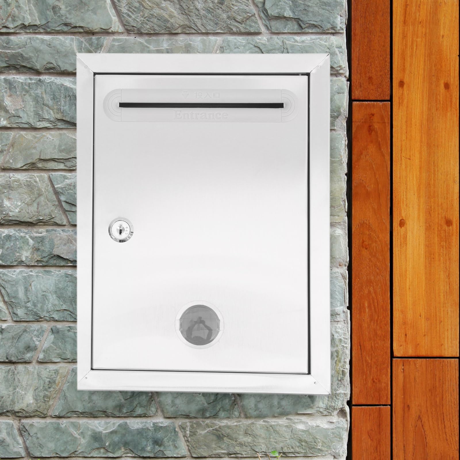 INOOMP Buzón de Sugerencias Cerradura Robusta y Ranura de Acero Inoxidable Caja de Almacenamiento para Votación Montada en Pared para Oficina y Espacio