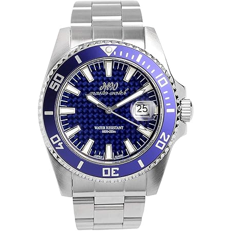 Amazon マスターウォッチ Master Watch 日本製 ダイバーズウォッチ 20気圧防水 腕時計 回転ベゼル カーボンブルー メンズ メンズ腕時計 腕時計 通販