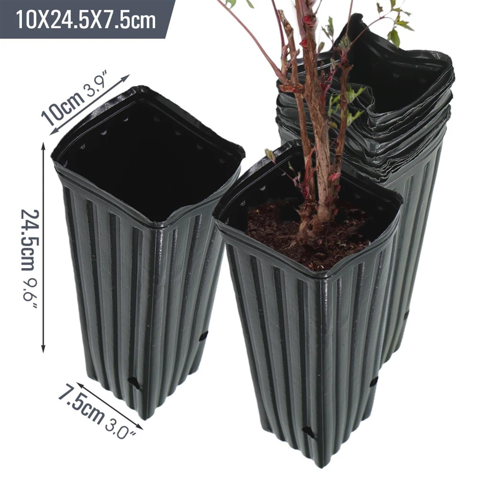 Hoher Blumentopf mit Entwässerungslöchern, 20,3 cm, 20 Stück, Baumzuchtbehälter für den Innen- und Außenbereich, ideal für Pflanzenzucht