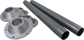Class A Customs | 2 Pack | 27.5" Silver Metal Table Leg With 2 Surface Mount Plastic Bases (2 Legs, 4 Bases)
