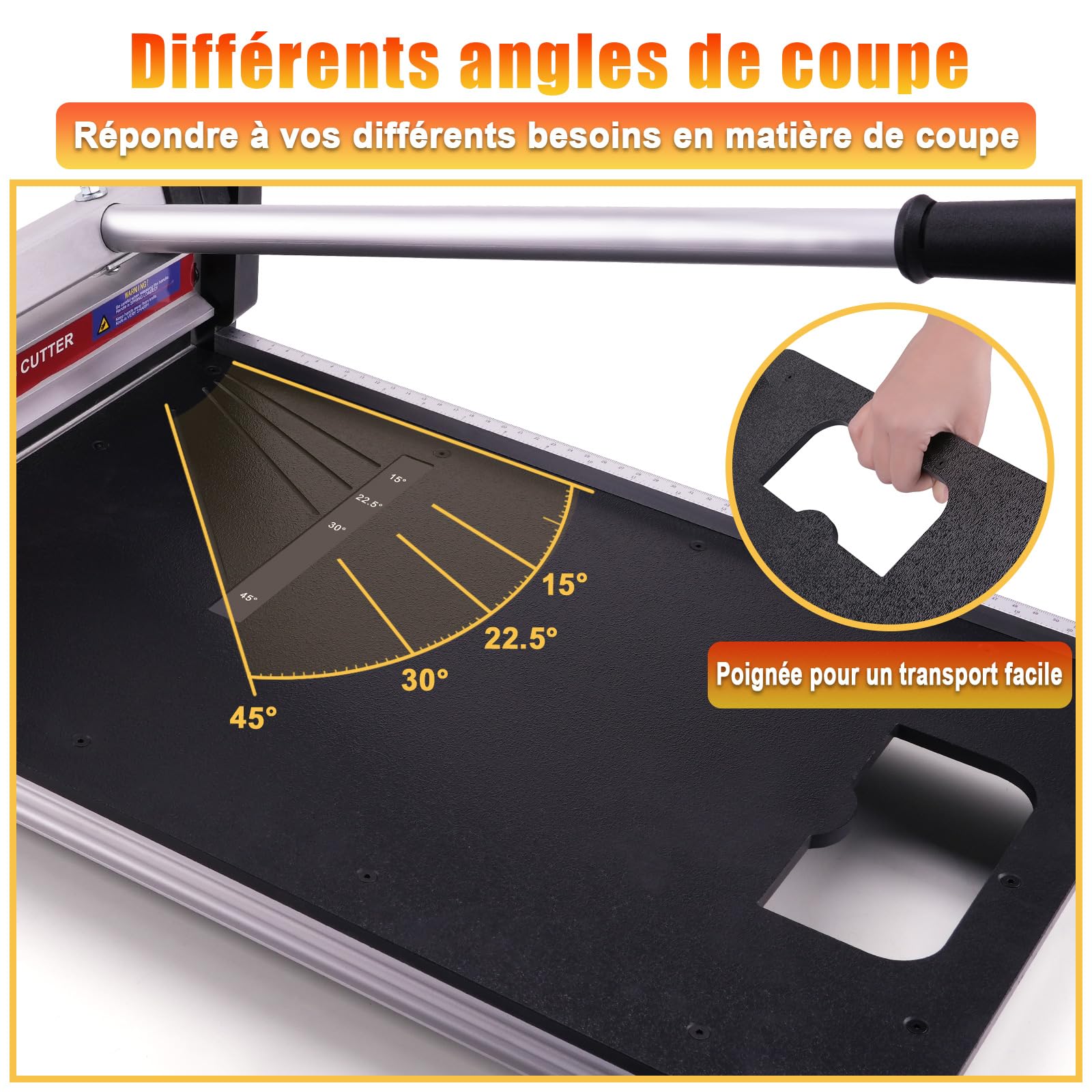 Komsepor 13" Découpeur de parquet avec angle de précision intégré pour PVC, WPC, LVT, SPC, VCT, stratifié, bardage et autres ; 16 mm d'épaisseur maximum (type carré)