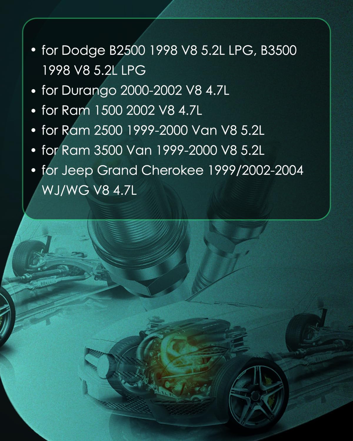 SCITOO Spark Plugs suitable with for Jeep Grand Cherokee 1999/2002-2004 & for Dodge Ram 1500 2002, Ram 2500/3500 1999-2000, Durango 2000-2002, B2500/3500 1998, 4.7L 5.2L,Pack of 8, 4095