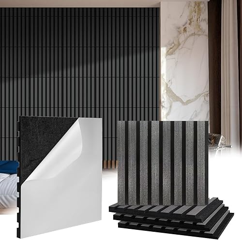 Geelin 8 paneles de pared de madera 3D autoadhesivos para despegar y pegar, paneles con textura acústica para decoración de paneles de pared