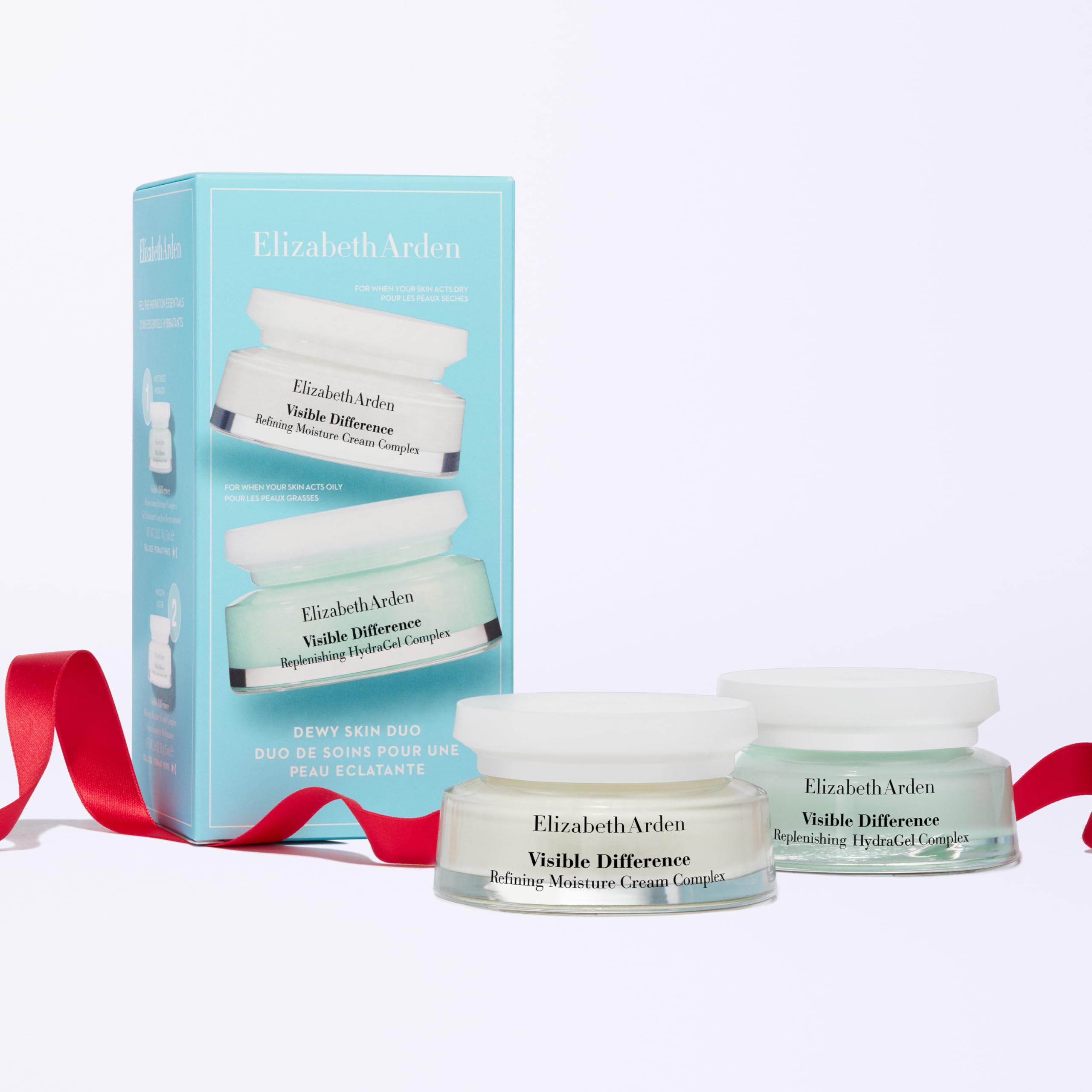 Elizabeth Arden - Visible Difference Set de Cuidado de la Piel: Con Ácido Hialurónico y Vitamina E, 75 ml & Con Vitamina A y Glicerina, 75 ml, Caja de Regalo para Mujeres