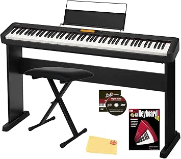 Casio CDP-S360 88-Key Compact Digital Piano - Black Bundle with CS-46 Stand, Adjustable Bench, Instructional Book, Online Lessons, Instructional DVD, and Austin Bazaar Polishing Cloth