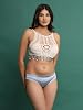 Aashita Creations Women's Crochet Bikini Top - Backless Halter Neck Lace-Up Beachwear, Padded Fringe Bralette, Free Size Summer Vacation Knit Crop Top for Women