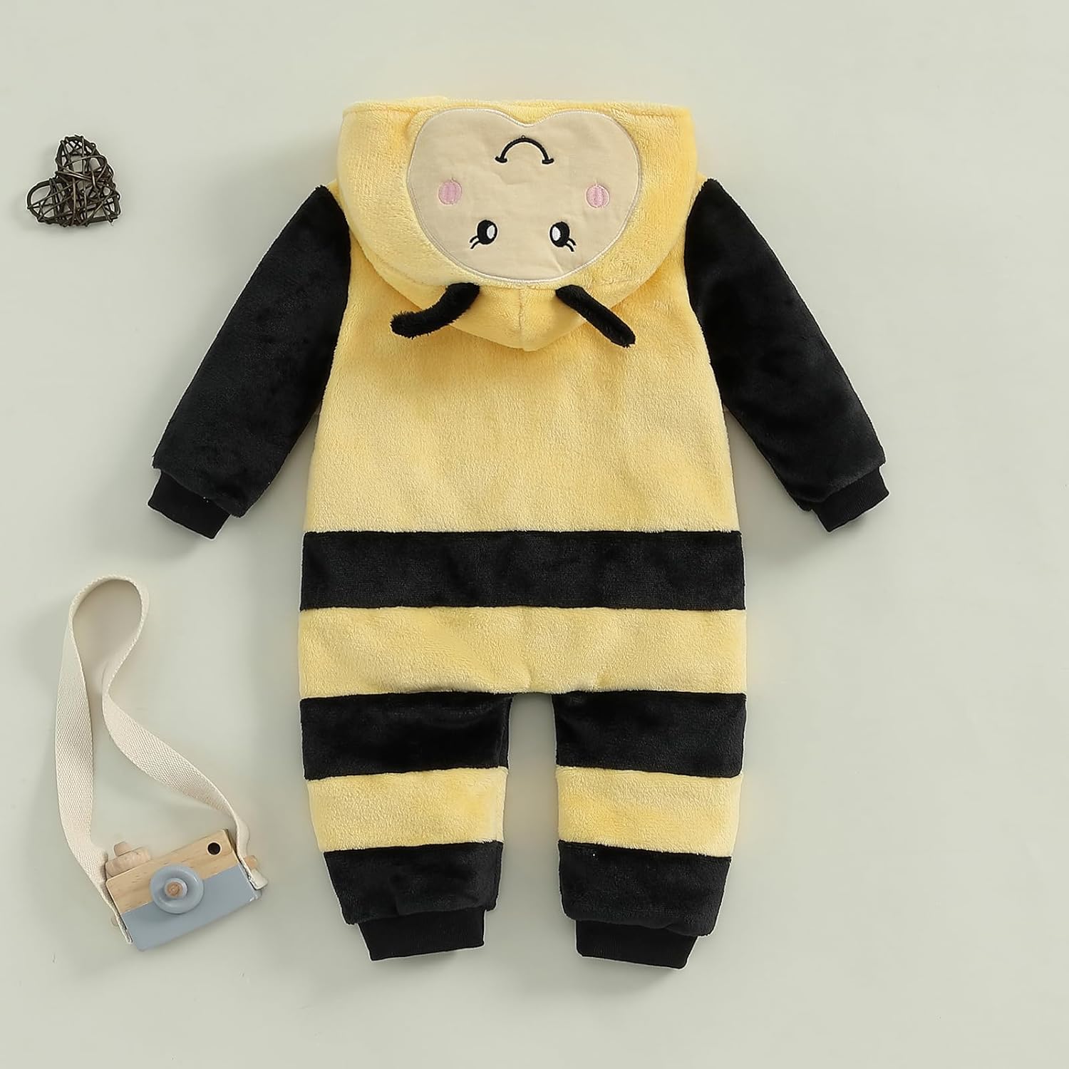 Pudcoco Toddler Baby Boys Girls Halloween Bee Costume Cartoon Animal Fuzzy Hooded Zipper Romper Jumpsuit Cosplay - Image 8
