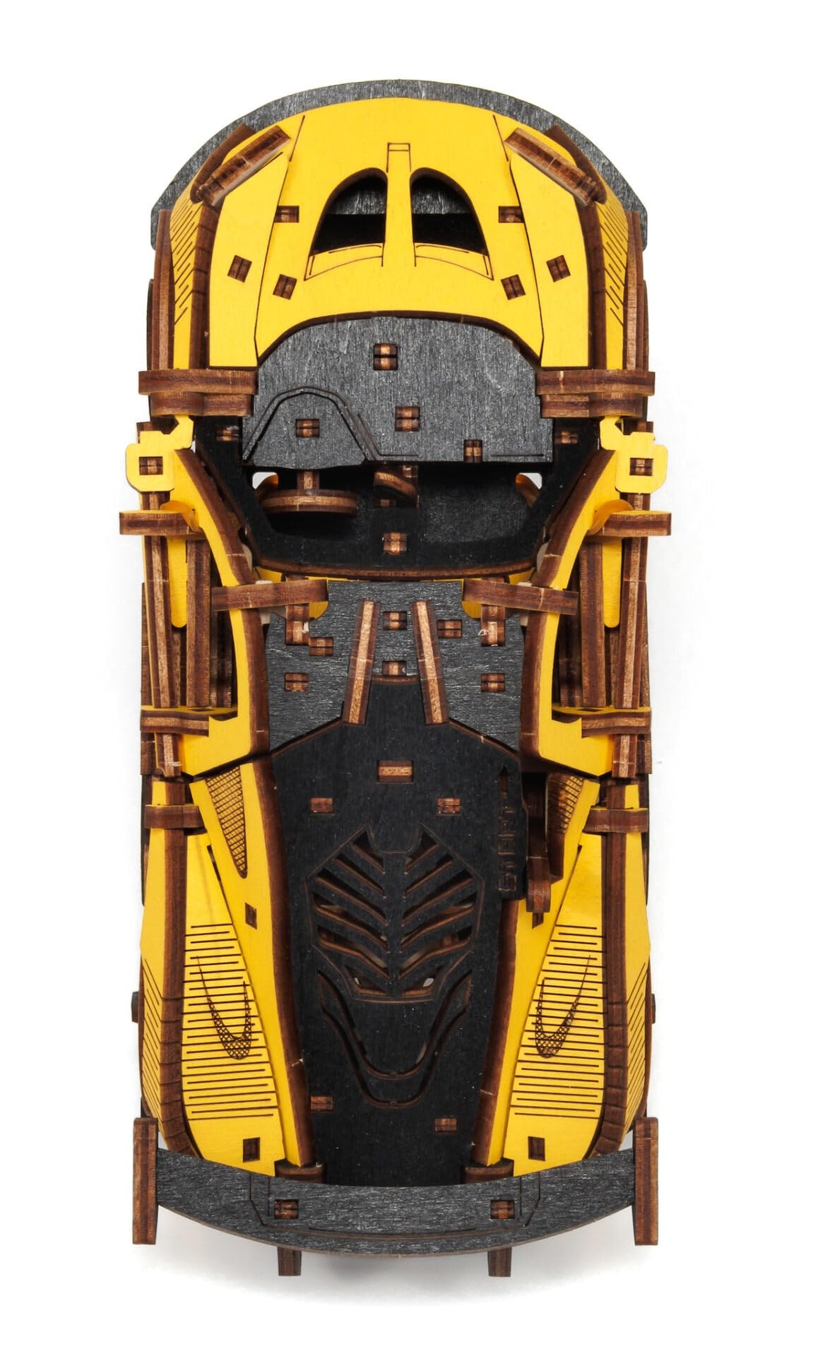 EWA - Puzzle 3D - Voiture de course - Kit de modélisation en bois pour adultes - Avec mécanisme à remonter, roues mobiles et intérieur détaillé - Jouet de voiture en bois - Cadeaux pour adolescents et