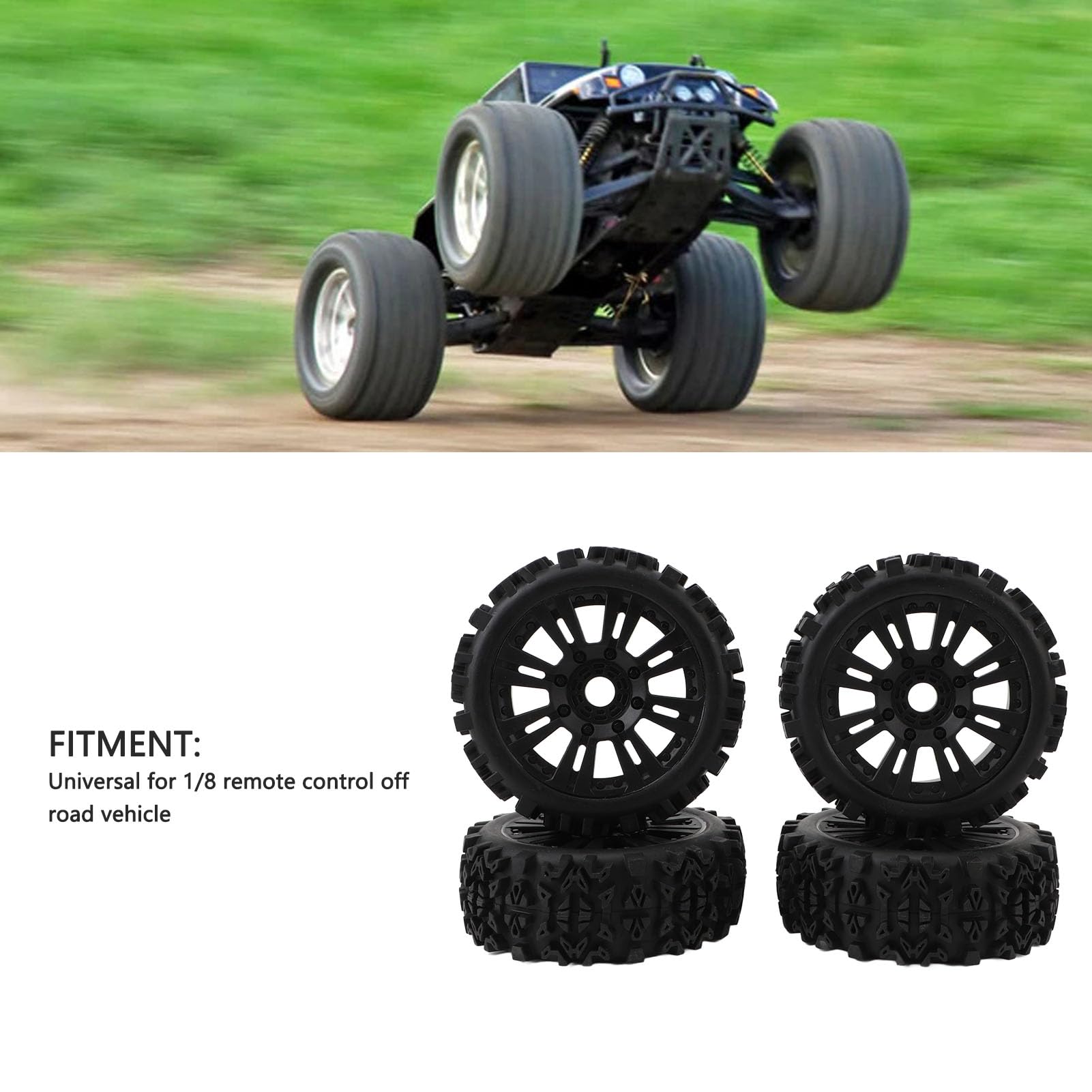 Pneumatici RC fuoristrada per auto radiocomandate in scala 1:8, ruote con profilo aggressivo, design esagonale 17 mm per una presa eccellente e una facile installazione
