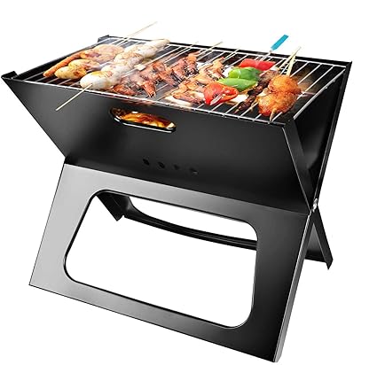 Moclever Portable Charcoal Grill, Space-Saving & Foldable BBQ Barbecue Grill, Large Grilling Surface and Capacity Grill for Camping, Travel, Garden, Outdoor