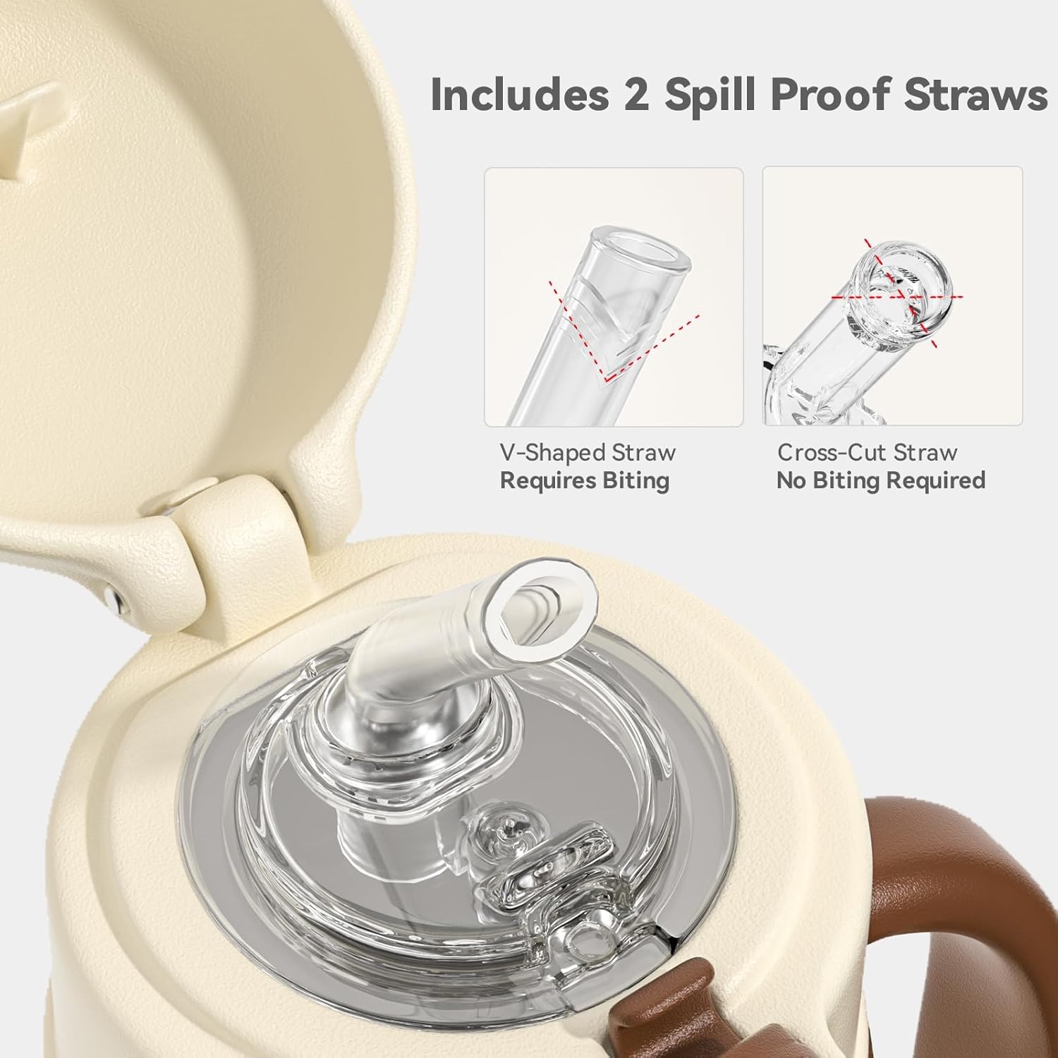 Evorie Leak Proof Vacuum Insulated Water Bottle, 316L Stainless Steel Sippy Cup for Toddlers, 11 oz Straw Cup with Handle & Adjustable Strap, Keeps Drinks Warm or Cold (1 Pack, White)