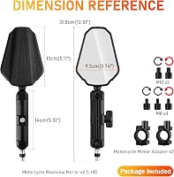 DREAMIZER Univerzális Motorkerékpár Visszapillantó Tükör 8-10mm Csavaros Rögzítéshez 6