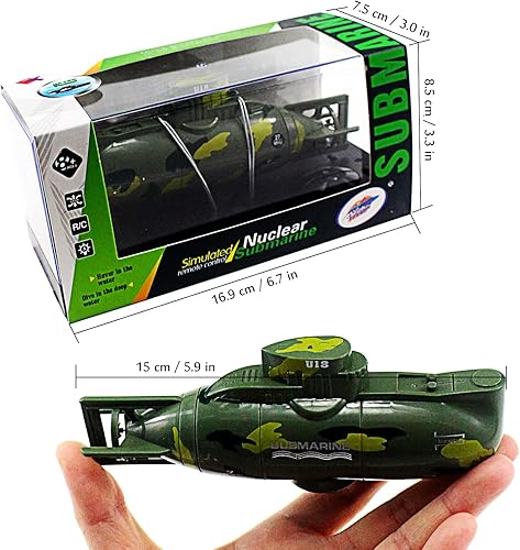 Miniatura 6 de Tipmant Mini submarino a control remoto a control remoto, barco, modelo militar, juguete electrónico de agua, buceo para pecera, bañera de agua