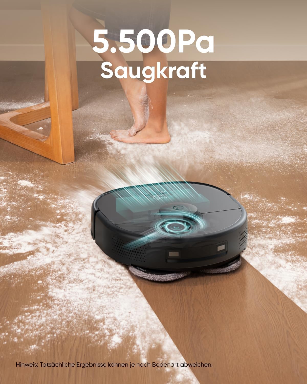 eufy X9 Pro Staubsaugerroboter mit Wischmopp und Reinigungsstation, 5.500 Pa Saugkraft, 2 rotierende Wischmopps, Automatische Wischmopp Reinigung und Trocknung bei 40°(Generalüberholt)