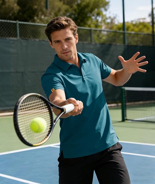 JACKETOWN Polo Hommes Manches Courtes Séchage Rapide Polos pour Hommes Patte de Golf Tennis T-Shirts Sport Chemise Basic Regular Fit Polo - 2