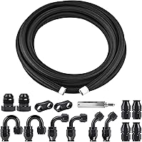 EVILENERGY 8AN PTFE Fuel Line Kit 20FT - AN8 Braided Black Nylon Hose, 1500 PSI E85 Automotive Fuel Line