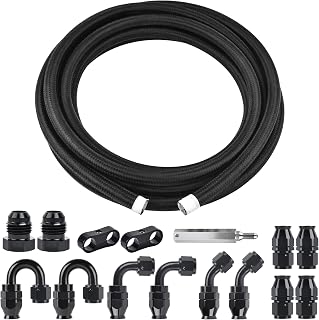 EVIL ENERGY 6AN PTFE Fuel Line Kit 20FT, AN6 E85 Braided PTFE Fuel Hose Kit Automotive Black Nylon Line Hose