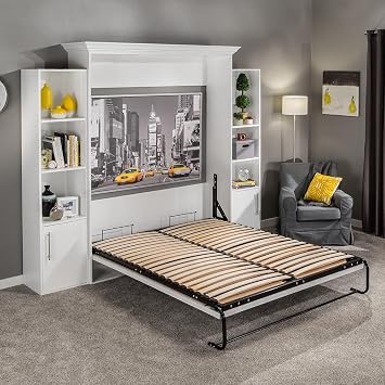 Rockler I-Semble Piston Lift Mechanism Full Size Murphy Bed Hardware Kits - Vertical Mount Bed Frame Hardware Kit w/Cambered Wood Slats, Metal Legs & More - Fits Standard Mattresses up to 10 Thick