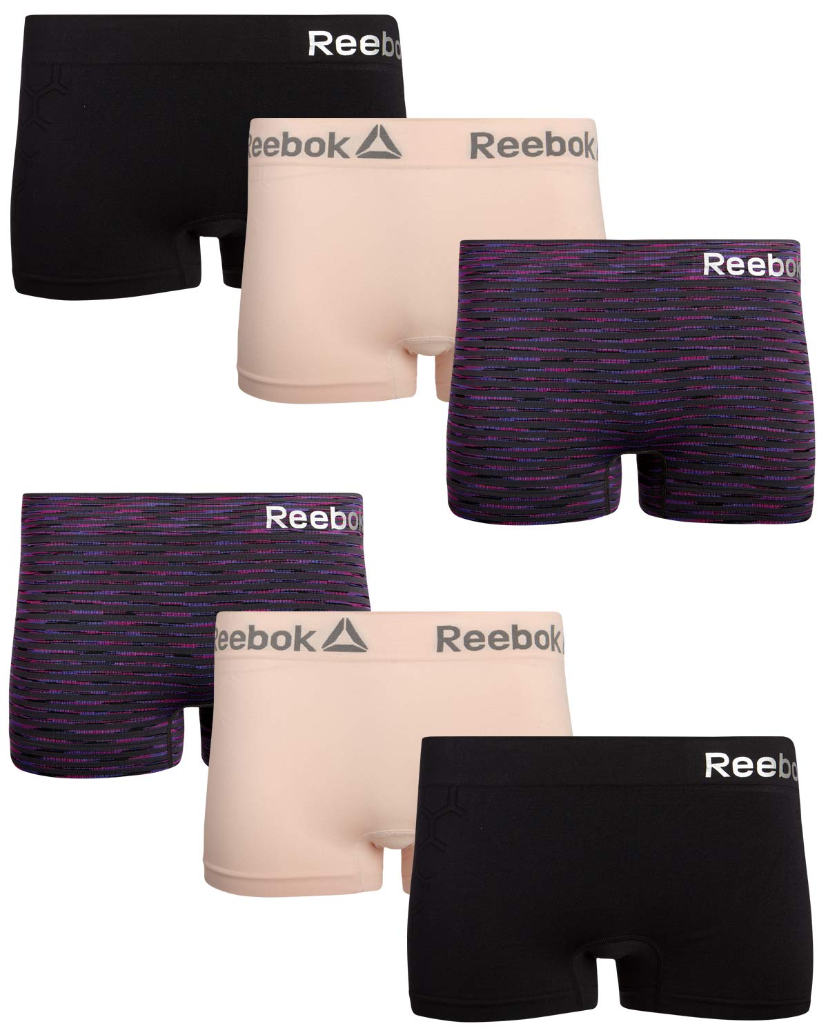 ReebokWomen&#39;s Seamless Stretch Performance Boyshort Panties (6 Pack)