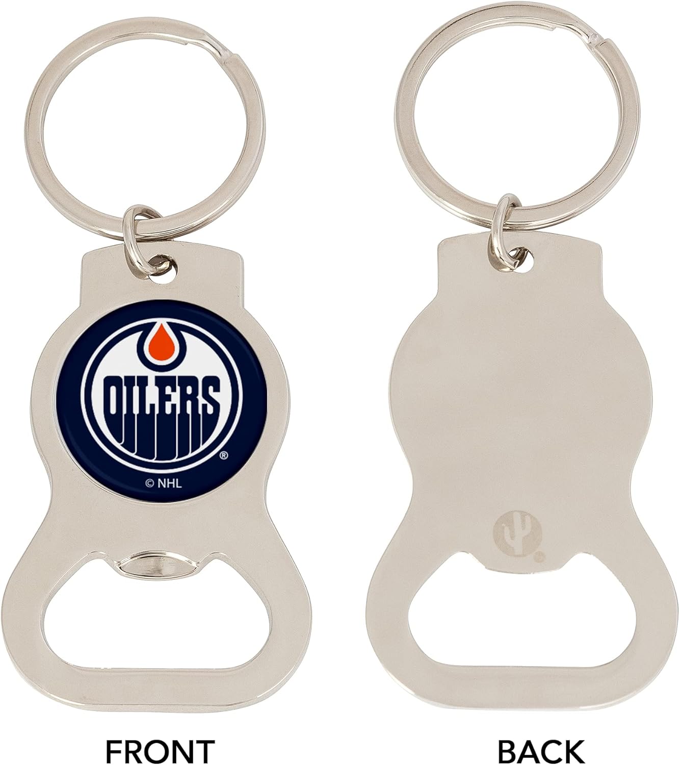 Desert Cactus Edmonton Oilers Bottle Opener Keychain NHL National Hockey League Owls Texas Car Keys (Silver Bottle)