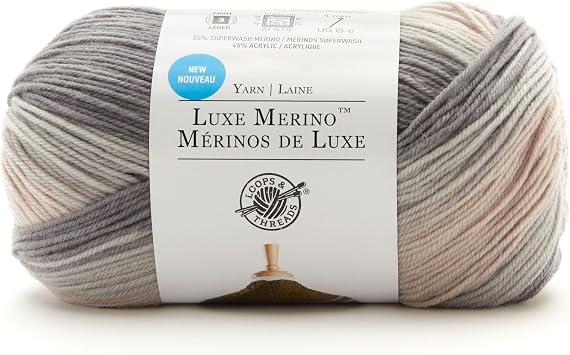 Loops & Threads Luxe Merino Yarn - Yarn for Knitting, Crochet, Weaving, and Arts & Crafts - Gray, Acrylic Blend, 4.4 oz