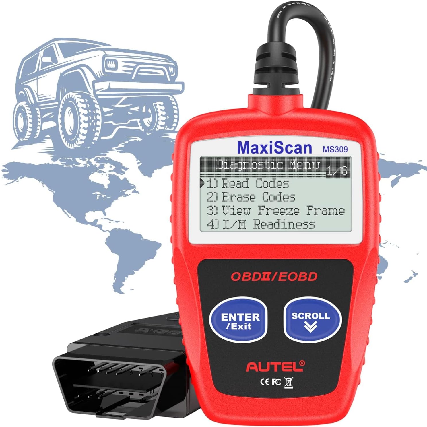 OBD2 Scanner MaxiScan MS309 Car Check Engine Code Reader, Check Emission Monitor Status, Newer CAN Diagnostic Scan Tool for All OBD II Protocol Vehicles After 1996