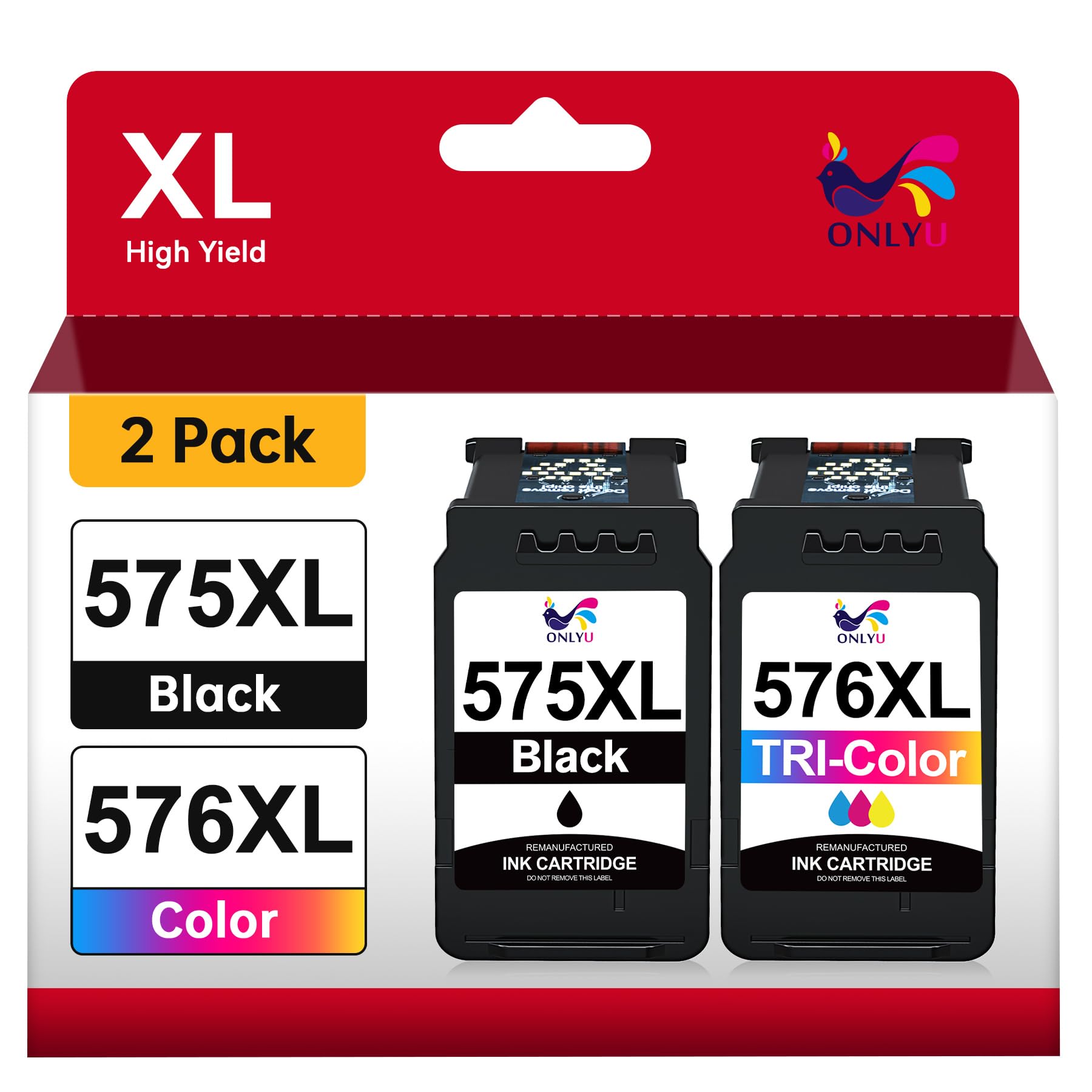 ONLYU 575XL 576XL Cartuccia d'inchiostro Compatibile Cartucce PG575XL CL576XL per Canon PIXMA TR4755i TR4756i TS3750i TS3751i TS3752i TS3550i TS3551i TR4750i TR4751i (Nero, Tri-Colore)