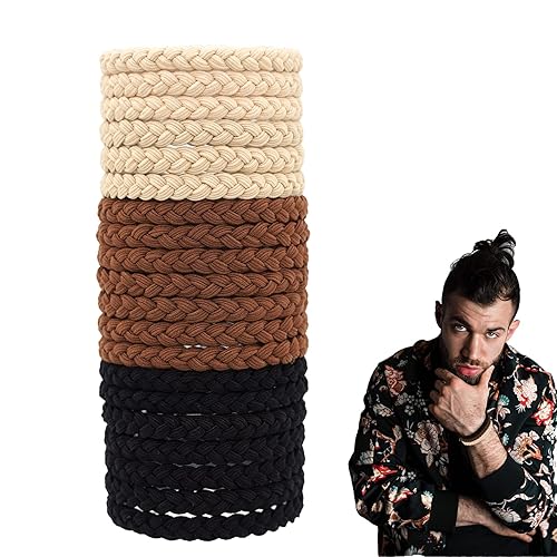 20-Piece Braided Hair Ties For Men - Elastic, No Damage,