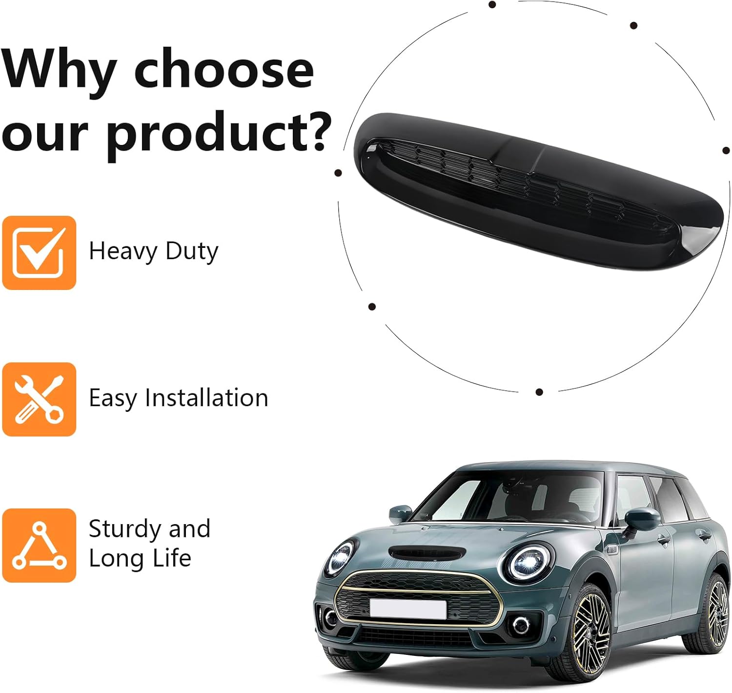 Front Air Hood Bonnet Scoop Vent Compatible With Mini Cooper S F54 F55 F56 F57 2014-2024 Accessories, Glossy Black
