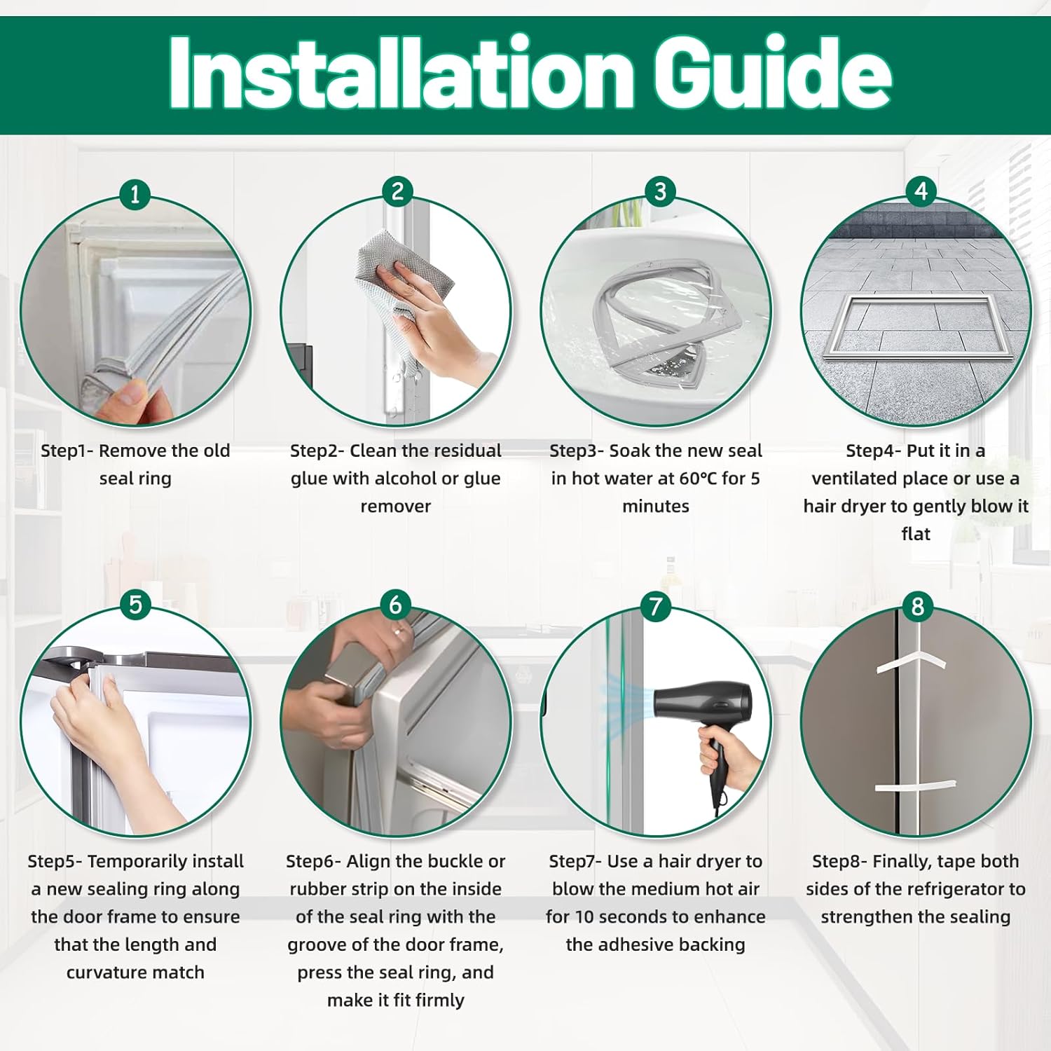 Upgraded 242193209 Refrigerator Door Gasket Seal Replacement Compatible with Frigidaire Refrigerators, Freezer Door Gasket Replacement 3513465, AP5807083, PS9493821 Freezer Door Seal