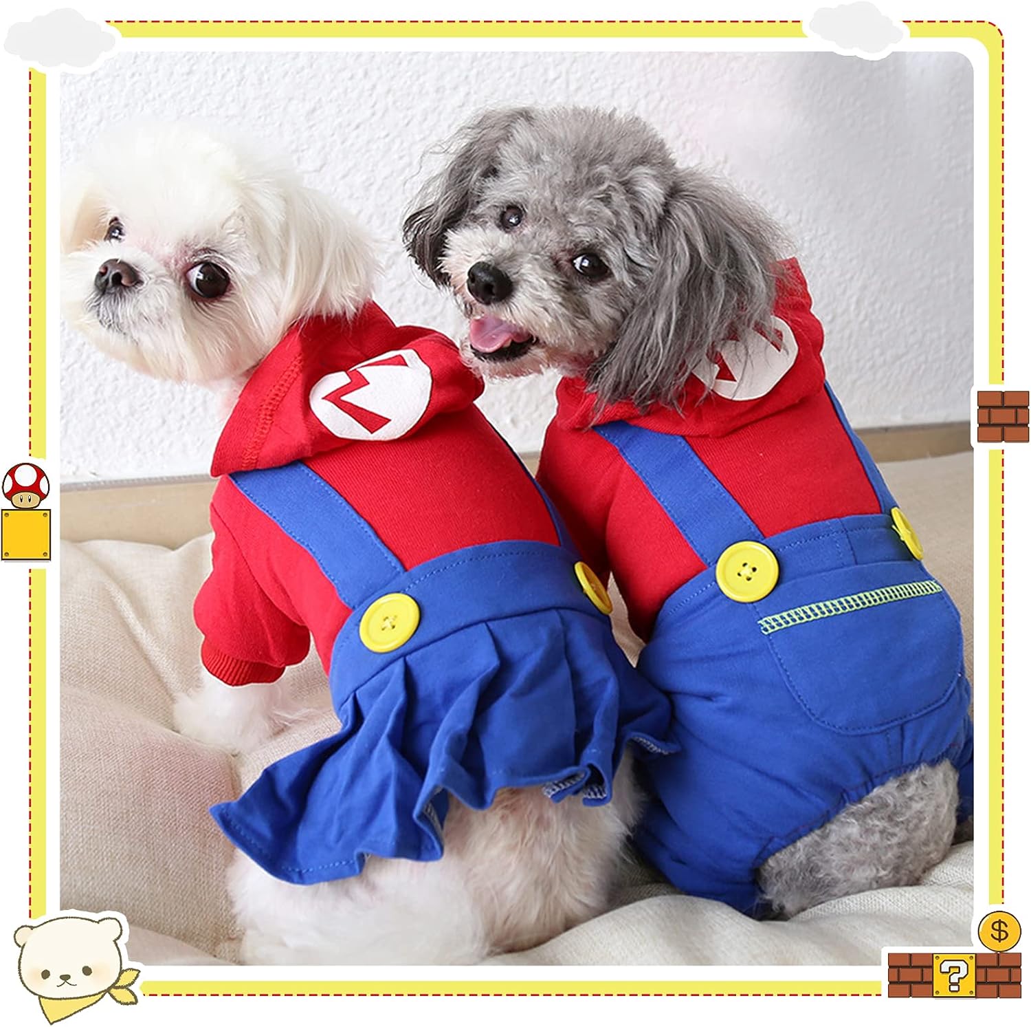 Amazon Shuumeeka犬服 コスプレ 仮装 スーパーマリオに変身 犬猫用 コスチューム 衣装 春夏秋用 クリスマス仮装 変身服 可愛い おもしろ パーティー イベント ｓ ロンパース Shuumeeka コスチューム 通販