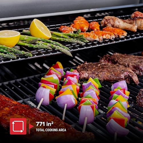 Miniatura 3 de Nexgrill Parrilla de Gas Propano Deluxe de 5 Quemadores con Mesa Lateral y Quemador Lateral de Sellado de Cerámica, 771 pulgadas cuadradas, 75000